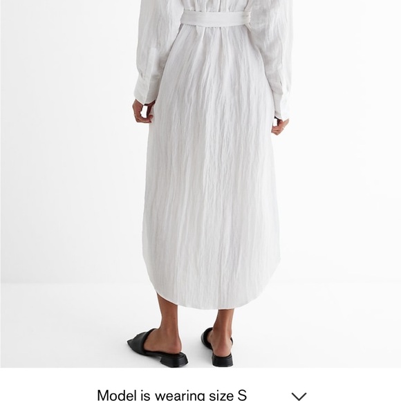 NWT Express Crinkle Portofino Maxi Shirt Dress White Size Medium - Picture 4 of 6